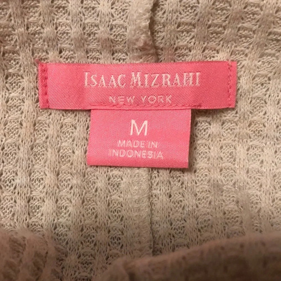 ISAAC MIZRAHI Waffle Knit Open Button Down Cardigan Sweater - Picture 5 of 6